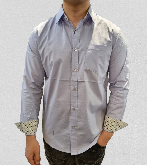 MEN LILAC COTTON STRETCH LONG SLEEVE SHIRT