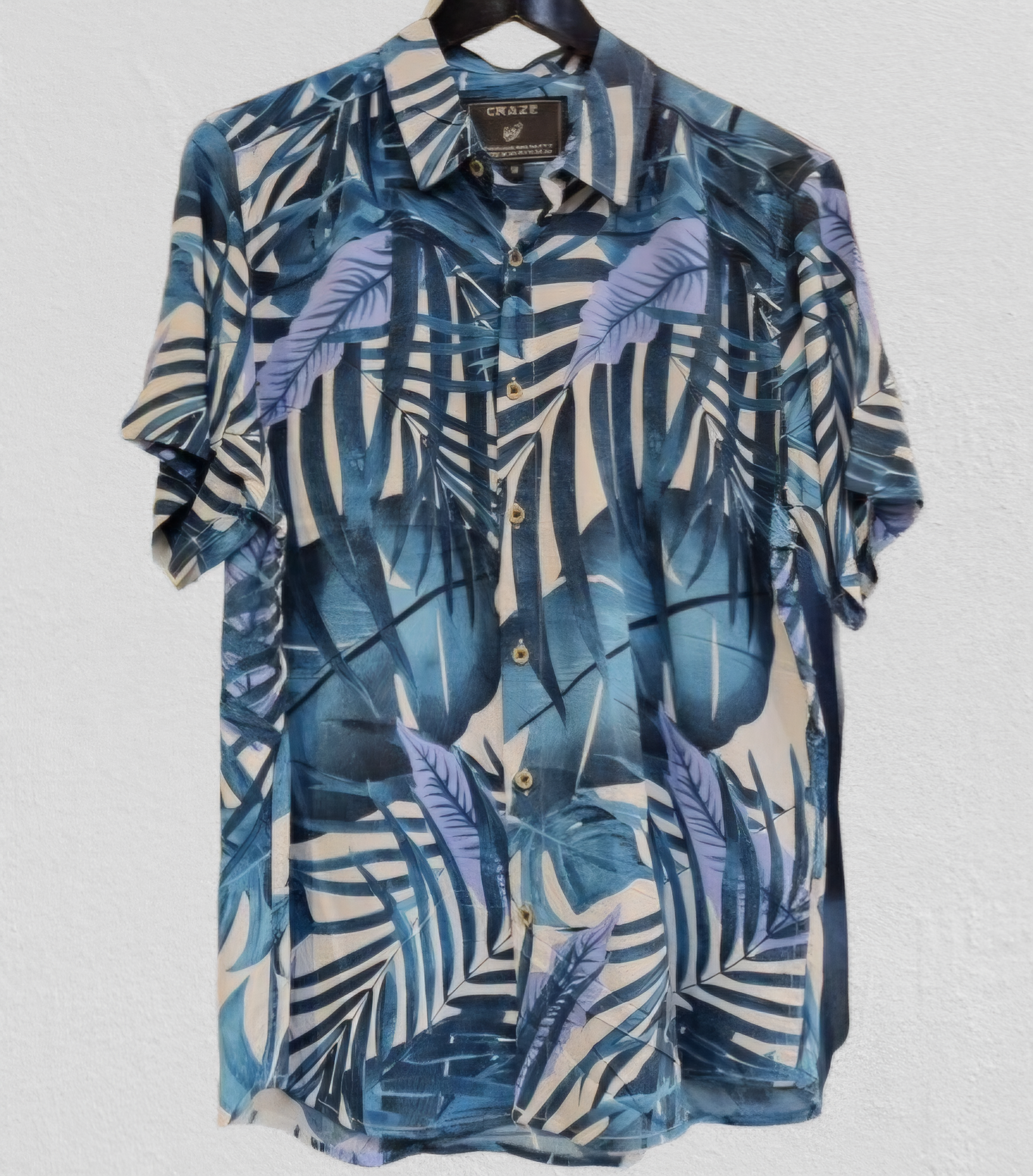 TROPICAL BLUE PRINT SHORT SLEEVE SHIRT