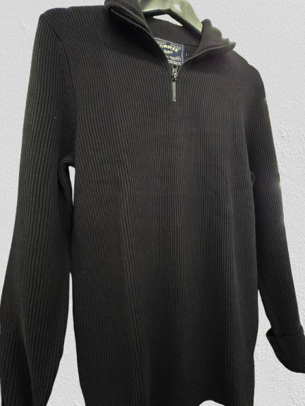 MEN RIBBED HALF ZIP COTTON JUMPER