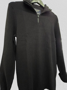 MEN RIBBED HALF ZIP COTTON JUMPER