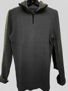 MEN RIBBED HALF ZIP COTTON JUMPER