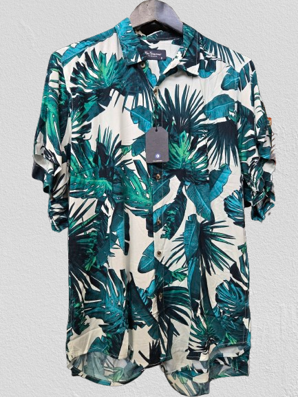 DITSY LEAF PRINT SHORT SLEEVE SHIRT