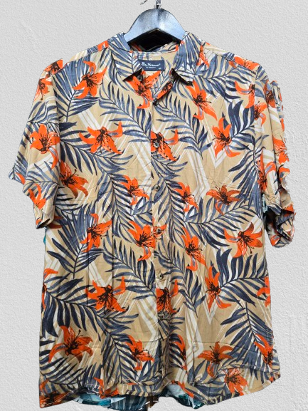 PALM LEAF PRINT SHORT SLEEVE SHIRT