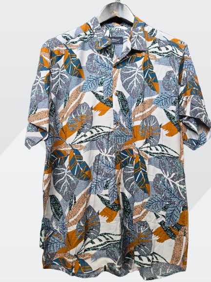 ABSTRACT EARTH PRINT SHORT SLEEVE SHIRT