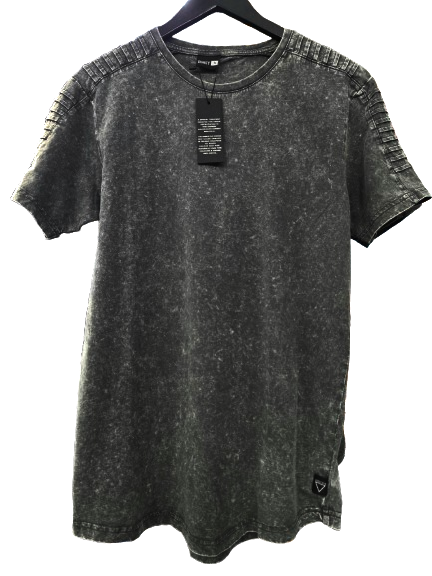 CREW NECK PIN-TUCKING SLEEVE T-SHIRT